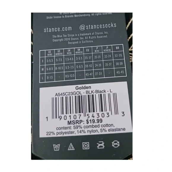 Stance Queen Golden Crew Socks Black Gold Size L InfiKnit - Picture 2 of 5